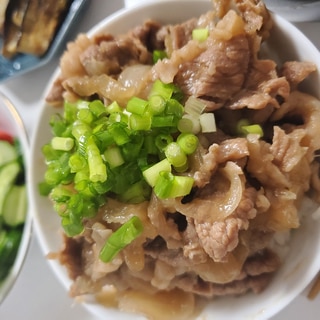 とろとろ新玉ねぎの牛丼☆